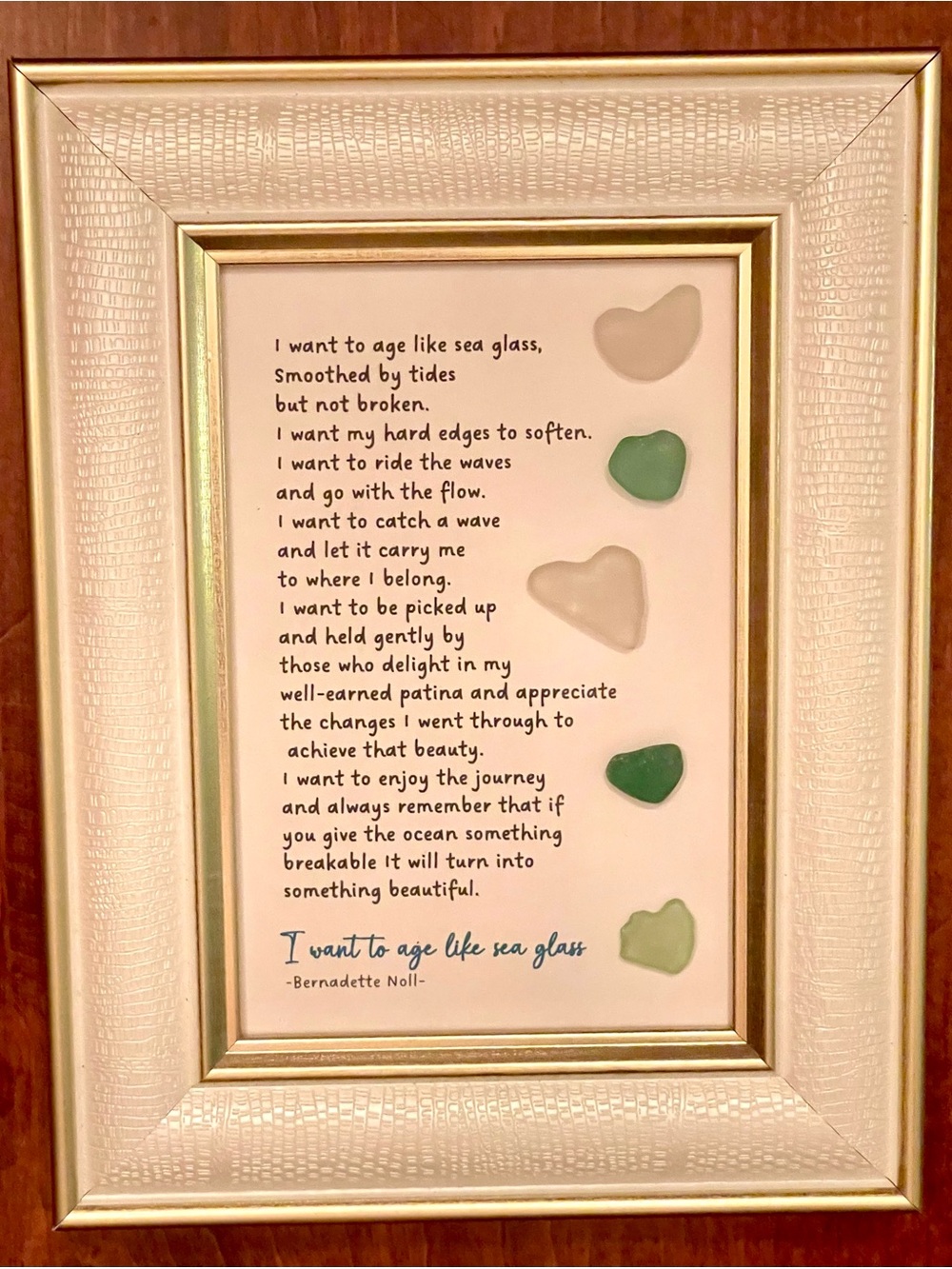 Framed Sea Glass Poem Wall Art - Cream Frame 9x6